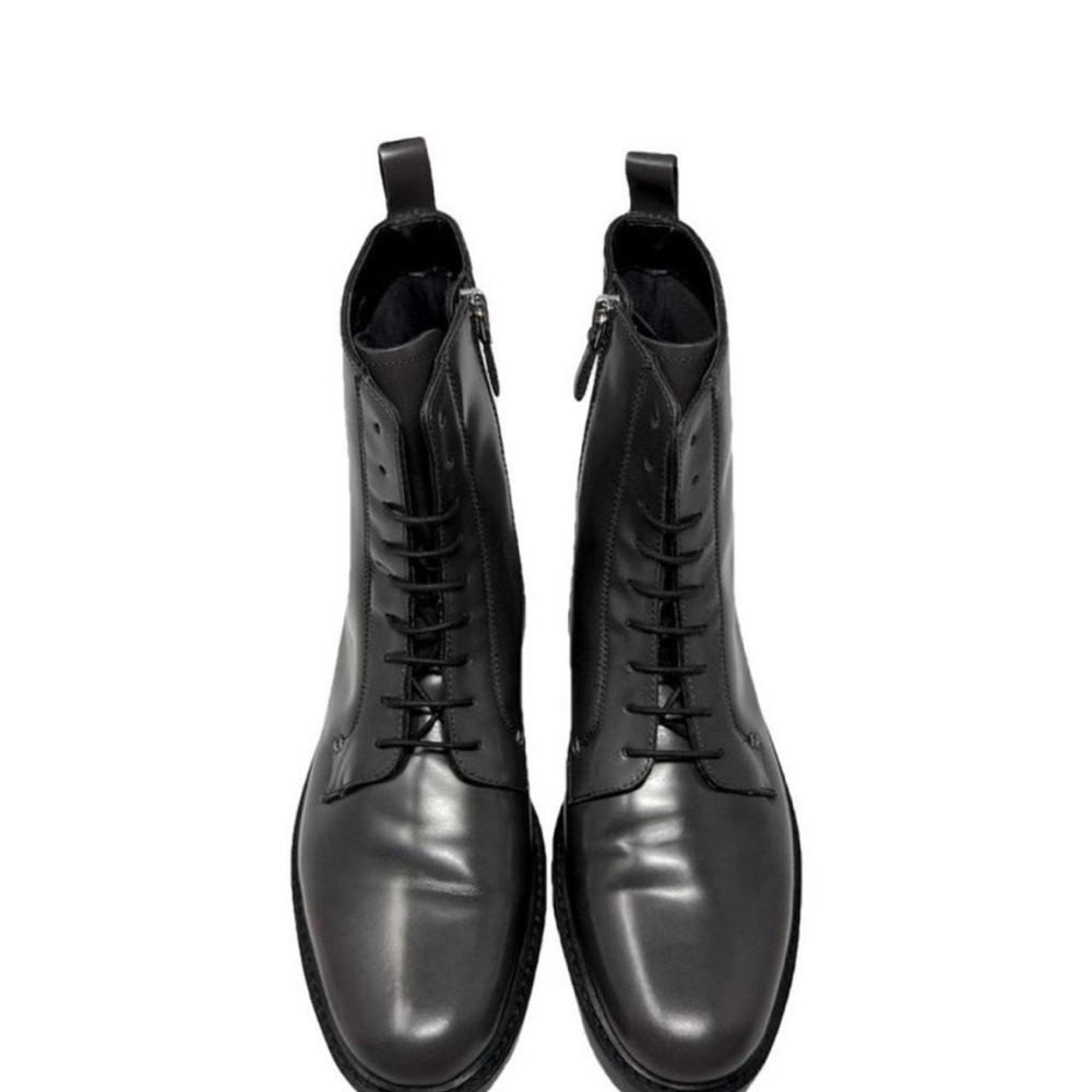 Banana Republic Black Pewter Lace Up Boots w Zipper 8.5